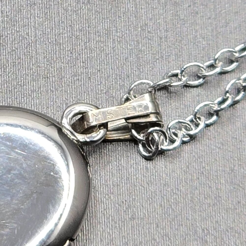 VTG JM Fisher Sterling Silver Sweetheart Locket Necklace 22" Floral Etched 1940s - Picture 7 of 15